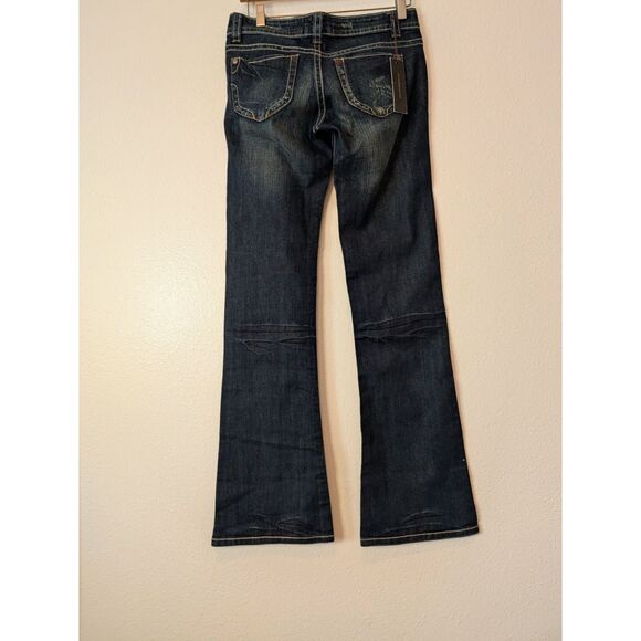 Urban Behavior Women’s Bootcut Jeans Dark Wash Stretch Denim Contrast Stitching - Picture 11 of 11